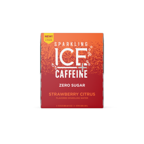 Sparkling Ice® + Caffeine Strawberry Citrus Flavored Sparkling Water Perspective: front