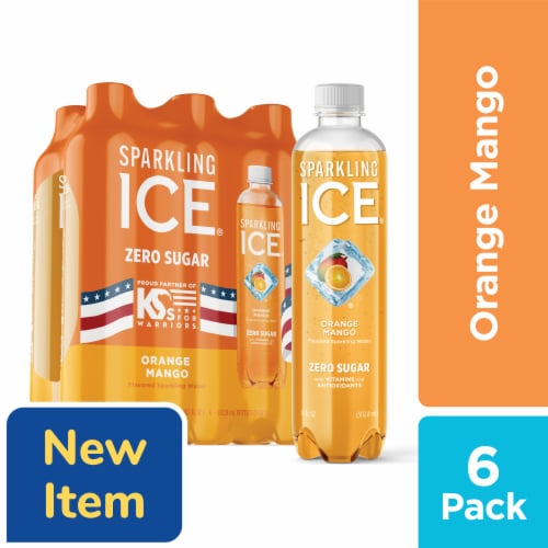 Sparkling Ice 6 Pack Zero Sugar Orange Mango Perspective: front