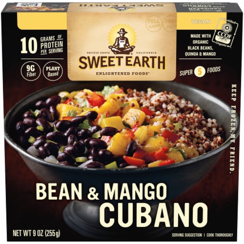 Sweet Earth Bean & Mango Cubano Frozen Meal Perspective: front