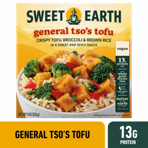 Sweet Earth Vegan General Tso's Tofu Frozen Meal Perspective: front