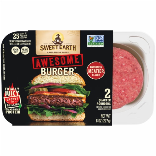 Sweet Earth Awesome Burger Patties Plant Based Protein Perspective: front