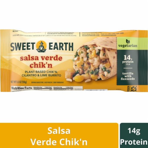 Sweet Earth Vegetarian Salsa Verde Chik'n Burrito Perspective: front
