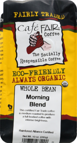 Cafe Fair® Morning Blend Medium Roast Organic Whole Bean Coffee Perspective: front