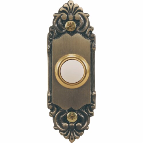 Heath Zenith Antique Brass Metal Wired Pushbutton Doorbell Heath Zenith Antique Brass Metal Wired Pushbutton Doorbell