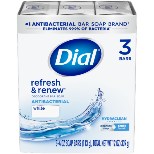 Dial White Antibacterial Deodorant Soap Perspective: front