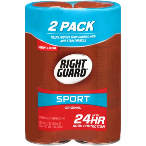 Right Guard Sport Original Deodorant Aerosol Cans Twin Pack Perspective: front