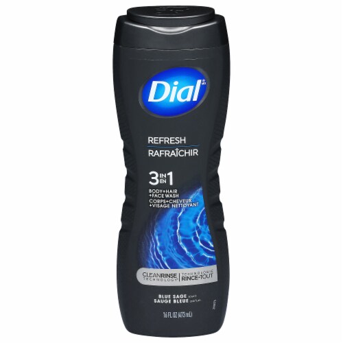 Dial® Men Hydro Fresh 3 in 1 Body Hair & Face Wash Perspective: front
