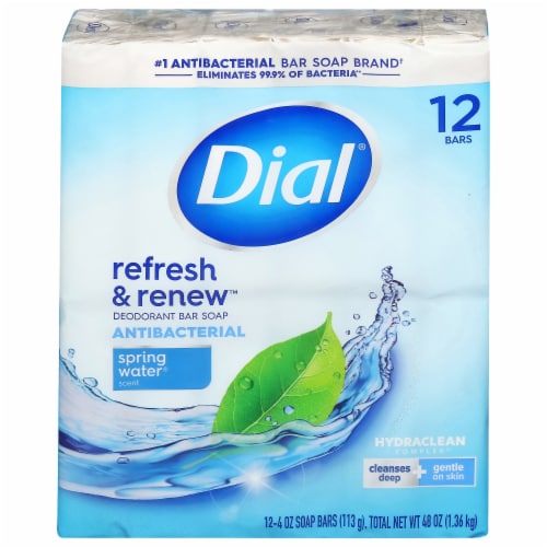 Dial® Antibacterial Deodorant Soap Bars Spring Water® Perspective: front