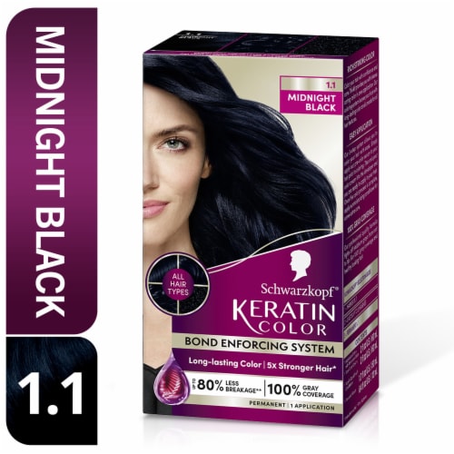 Schwarzkopf® Keratin Color 1.1 Midnight Black Permanent Hair Color Perspective: front