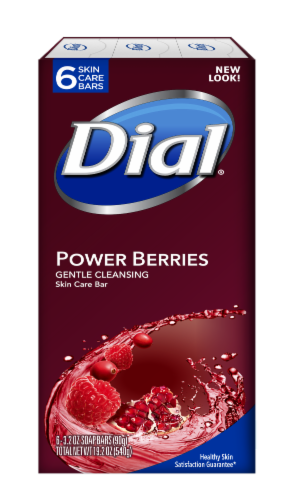 Dial Power Berries Gentle Cleansing Skin Care Soap Bar Perspective: front