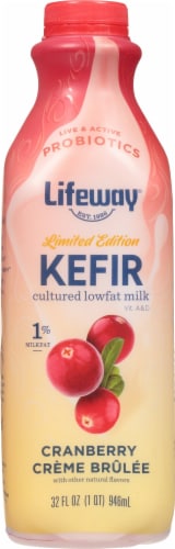 Lifeway Cranberry Crème Brulee Probiotic Low Fat Kefir Drink Perspective: front