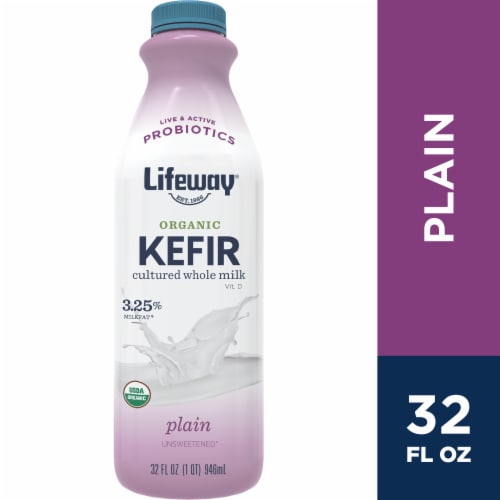 Lifeway Plain Organic Probiotic Whole Milk Kefir Drink Perspective: front