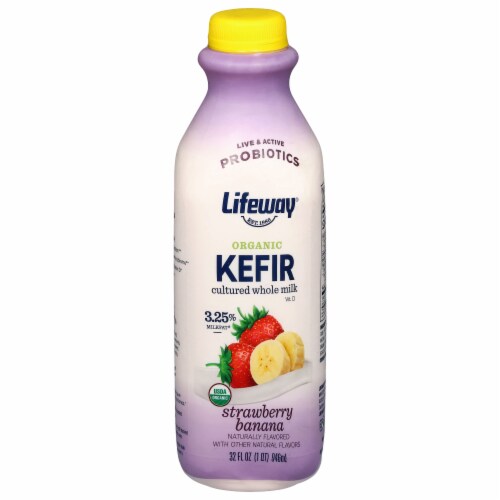Lifeway® Organic Kefir Strawberry Banana Whole Milk Perspective: front