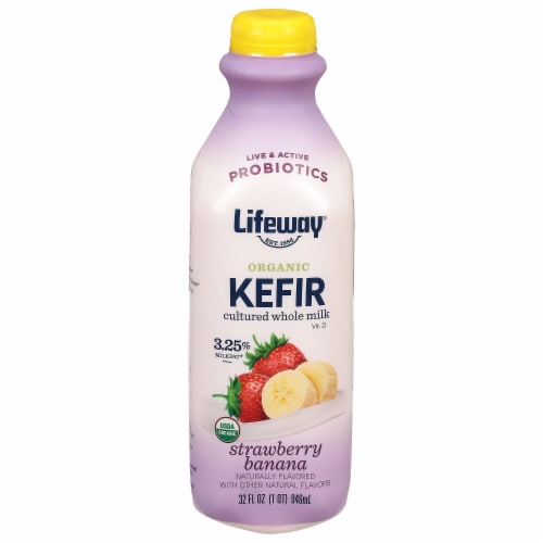 Lifeway® Organic Kefir Strawberry Banana Whole Milk Perspective: front