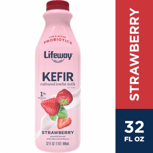 Lifeway Strawberry Probiotic Low Fat Kefir Drink Perspective: front