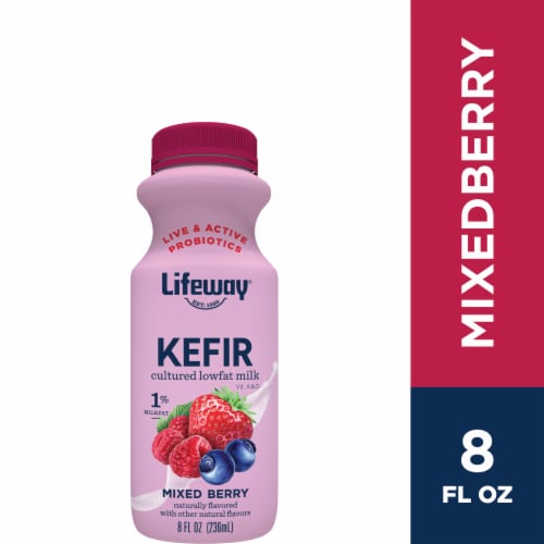 Lifeway Mixed Berry Probiotic Low Fat Kefir Drink Perspective: front