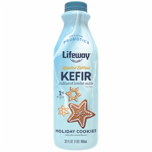 Lifeway Kefir Lowfat Milk - Holiday Cookies Perspective: front