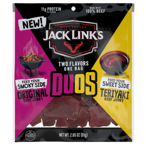 Jack Link's Duos Original and Teriyaki Beef Jerky Perspective: front