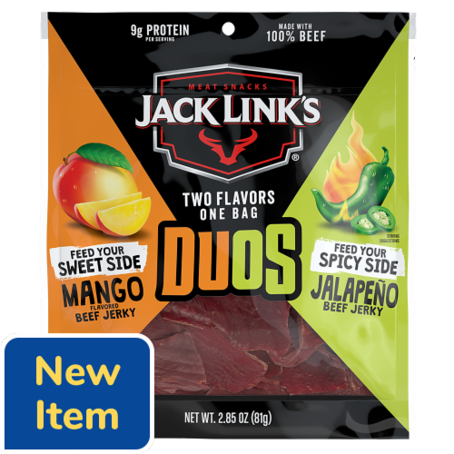 Jack Link's Duos Jalapeno and Mango Beef Jerky Perspective: front