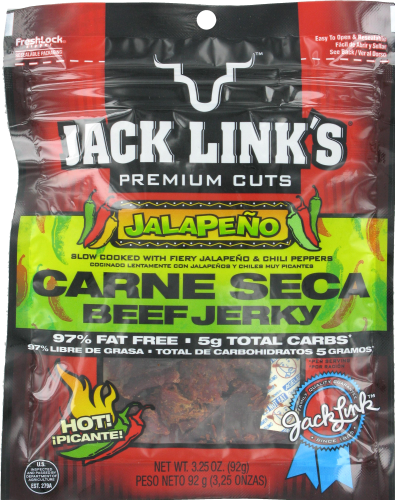 Jack Link's Jalapeno Carne Seca Beef Jerky Perspective: front