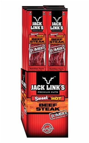 Jack Link's Jumbo Sweet and Hot Beef Steak 2 oz. Packet - Case Of: 12; Each Pack Qty: 1; Perspective: front