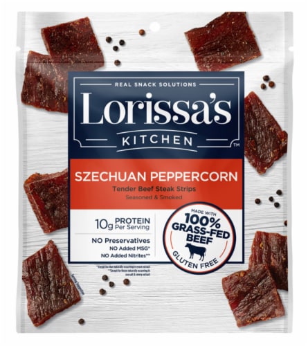 Lorissa's Kitchen Szechuan Peppercorn Beef Stick 2.25 oz. Bagged - Case Of: 8; Perspective: front
