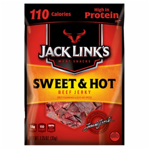 Jack Links 10000008342 0.08 lbs. 110 Calories Sweet & Hot Beef Jerky- Pack Of 10 Perspective: front