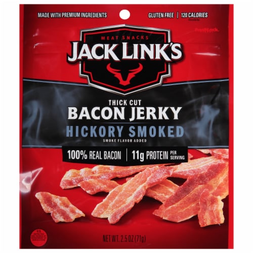 Jack Link's Hickory Smoked Bacon Thick Cut Jerky Perspective: front