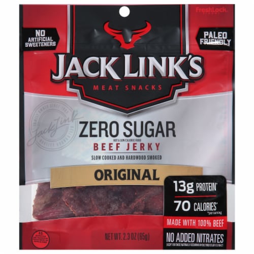 Jack Link's Zero Sugar Original Beef Jerky Perspective: front