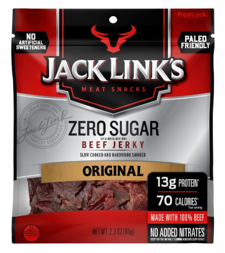 Jack Link's Zero Sugar Original Beef Jerky Perspective: front