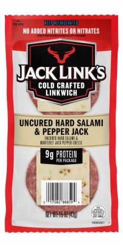 Jack Link's Uncured Hard Salami & Pepper Jack Cheese Cold Crafted Linkwich Perspective: front