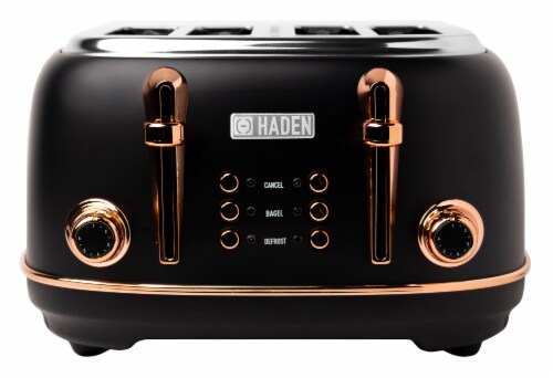 Haden Heritage 4-Slice Toaster - Black/Copper Perspective: front