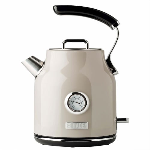 Haden Heritage 1.7 Liter Stainless Steel Body Retro Electric Tea Kettle,  White