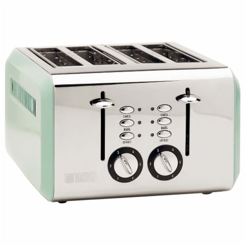 Haden Cotswold 4-Slice Wide Slot Toaster - Sage Green Perspective: front