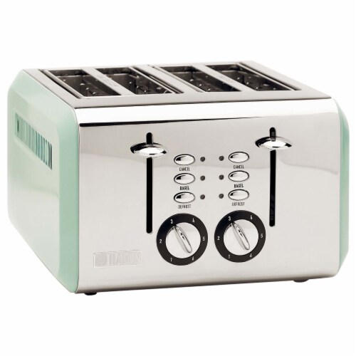 Haden Cotswold 4-Slice Wide Slot Toaster - Sage Green Perspective: front