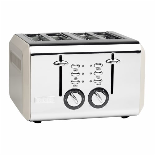 Haden Cotswold 4-Slice Wide Slot Toaster - Putty Perspective: front