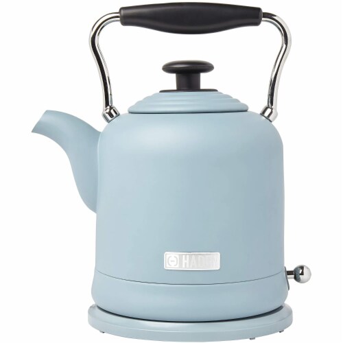 Haden Highclere Stainless Steel Cordless Electric Kettle - Poole Blue Perspective: front