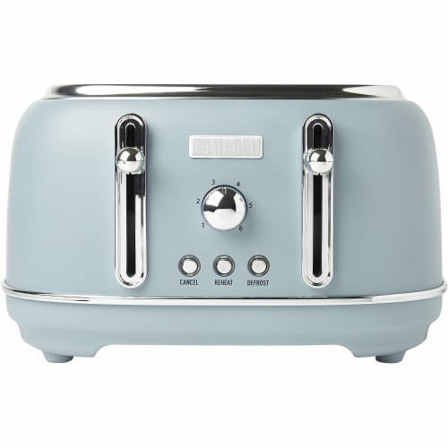 Haden Highclere 4-Slice Wide Slot Toaster - Poole Blue Perspective: front