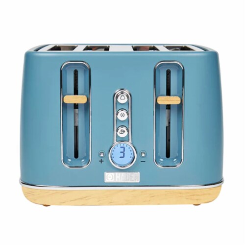 Haden Dorchester 4 Slice Wide Slot Retro Toaster with Control Knob Stone Blue 1 Piece Foods Co