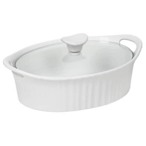 Corningware 1105929 1.5 QT French White III Oval Casserole Dish - Pack Of 2 Perspective: front