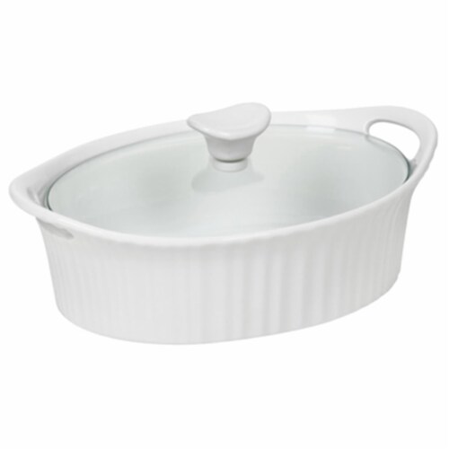 Corningware 1105929 1.5 QT French White III Oval Casserole Dish - Pack Of 2 Perspective: front