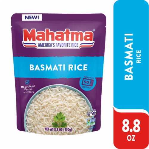Mahatma Basmati Rice, Ready to Heat 90 Seconds, 8.8oz (250g) Perspective: front