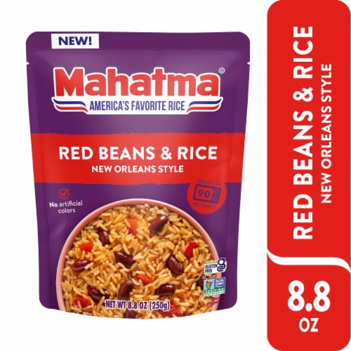 Mahatma Red Beans & Rice, Ready to Heat 90 Seconds, 8.8oz (250g) Perspective: front