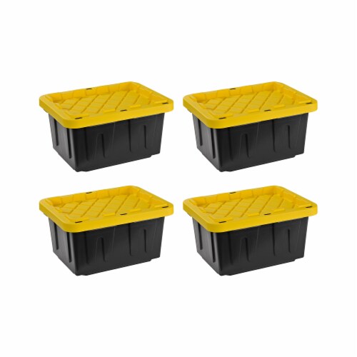 Heavy Duty Plastic Industrial Storage Bin Tote Box Container Organizer Set  of 4