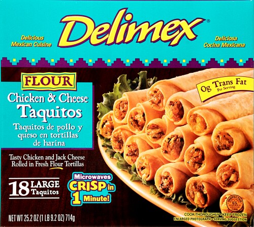 Delimex Chicken & Cheese Taquitos Frozen Appetizers 18 Count Perspective: front