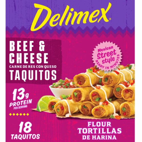 Delimex Beef & Cheese Large Flour Taquitos Frozen Snacks, 18 ct - Food 4  Less