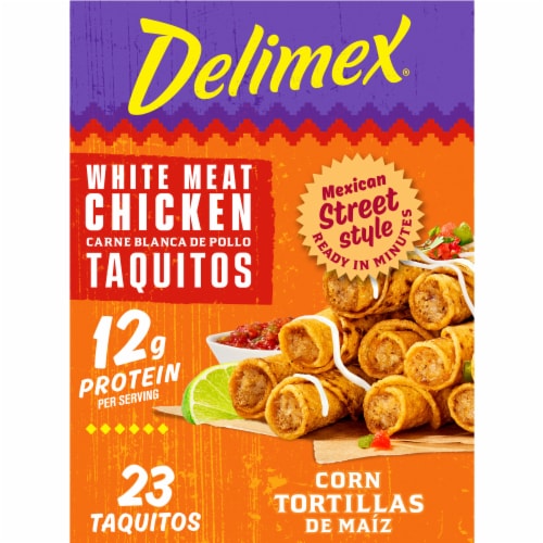 Delimex White Meat Chicken Corn Taquitos Frozen Snacks Perspective: front