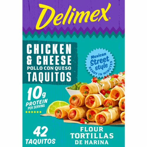 Delimex Chicken & Cheese Large Flour Taquitos Frozen Snacks Perspective: front