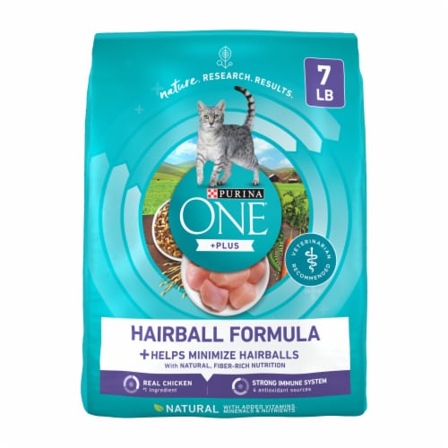Purina ONE +Plus Adult Natural Hairball Control Dry Cat Food Real Chicken Perspective: front