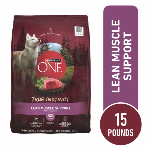Purina ONE True Instinct Lean Muscle Support Adult Dry Dog Food Real Beef Perspective: front